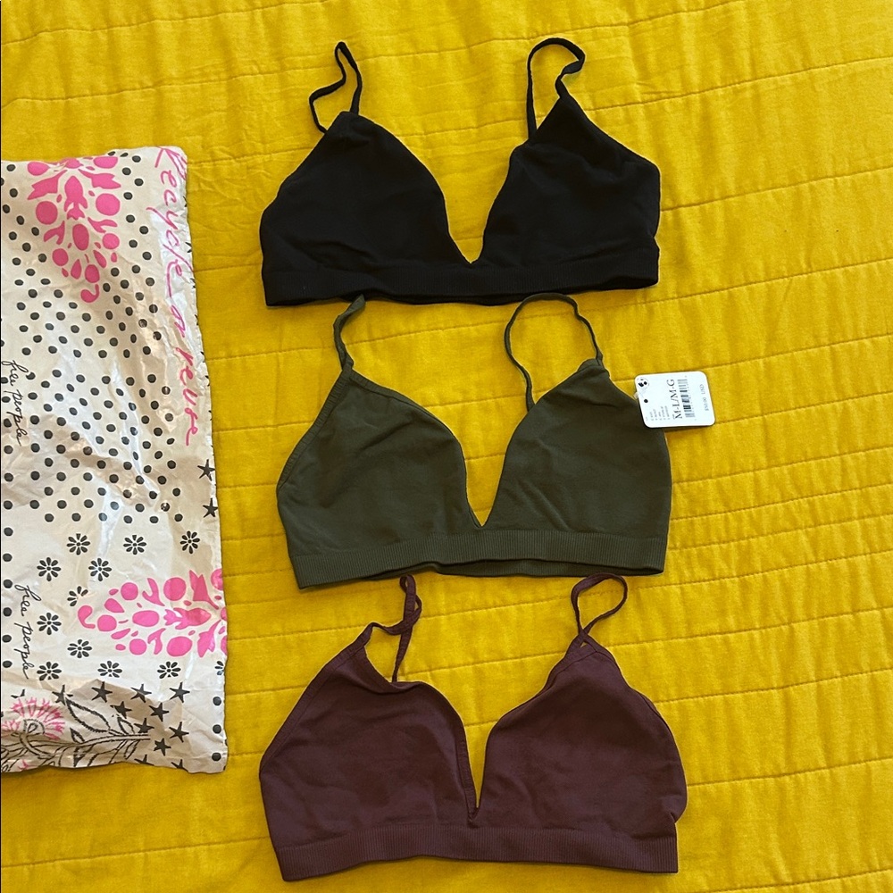 Free people baseline bralette  Set - Black, Olive, and maroon